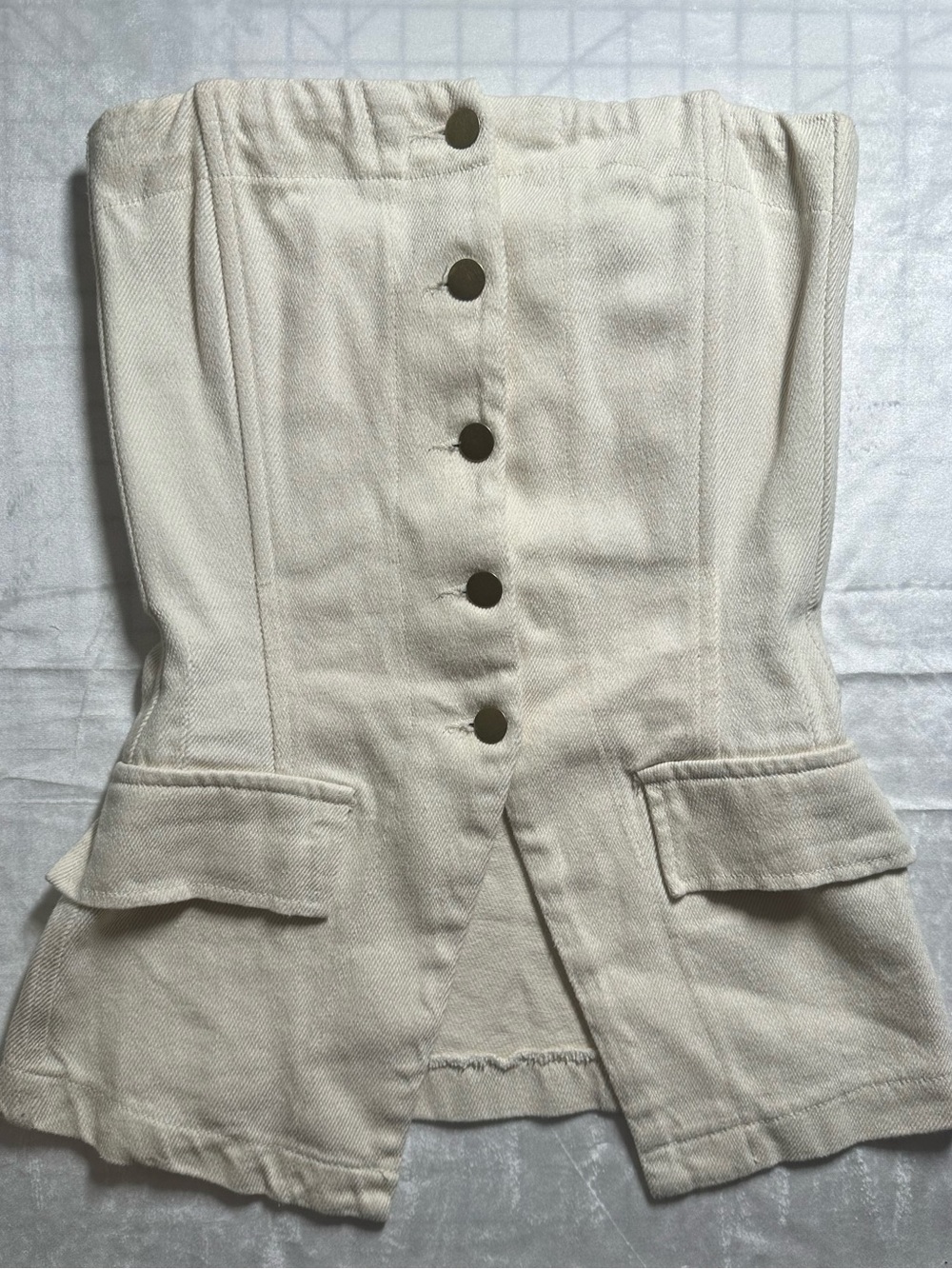 Altar'd State Cream Strapless Corset-Style Top
